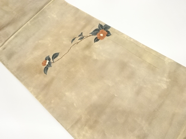 椿模様織出し袋帯